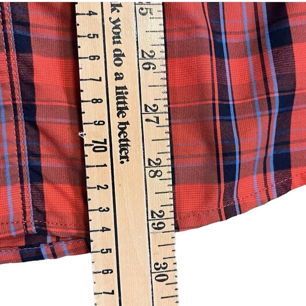 The North‎ Face Shirt Mens Sz M Orange Plaid Long Sleeve Button Up Outdoor EUC